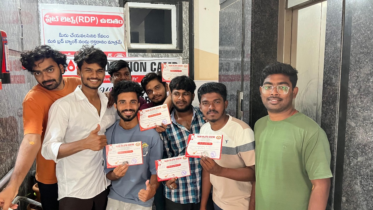 Volunteers serving food to elderly
